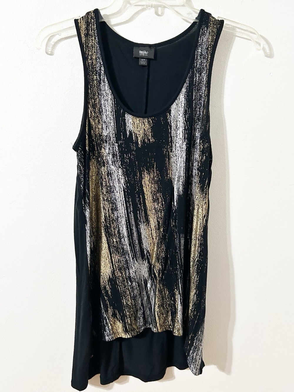 Mossimo Metallic Gold & Silver Abstract Print Tank Top, Size XS